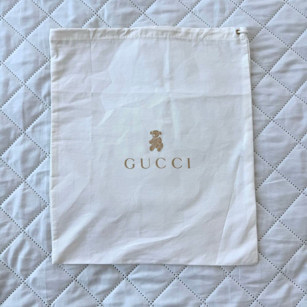 Gucci Baby Teddy Bear Dust Bag 100% Cotton Drawstring Storage Pouch Made Italy
